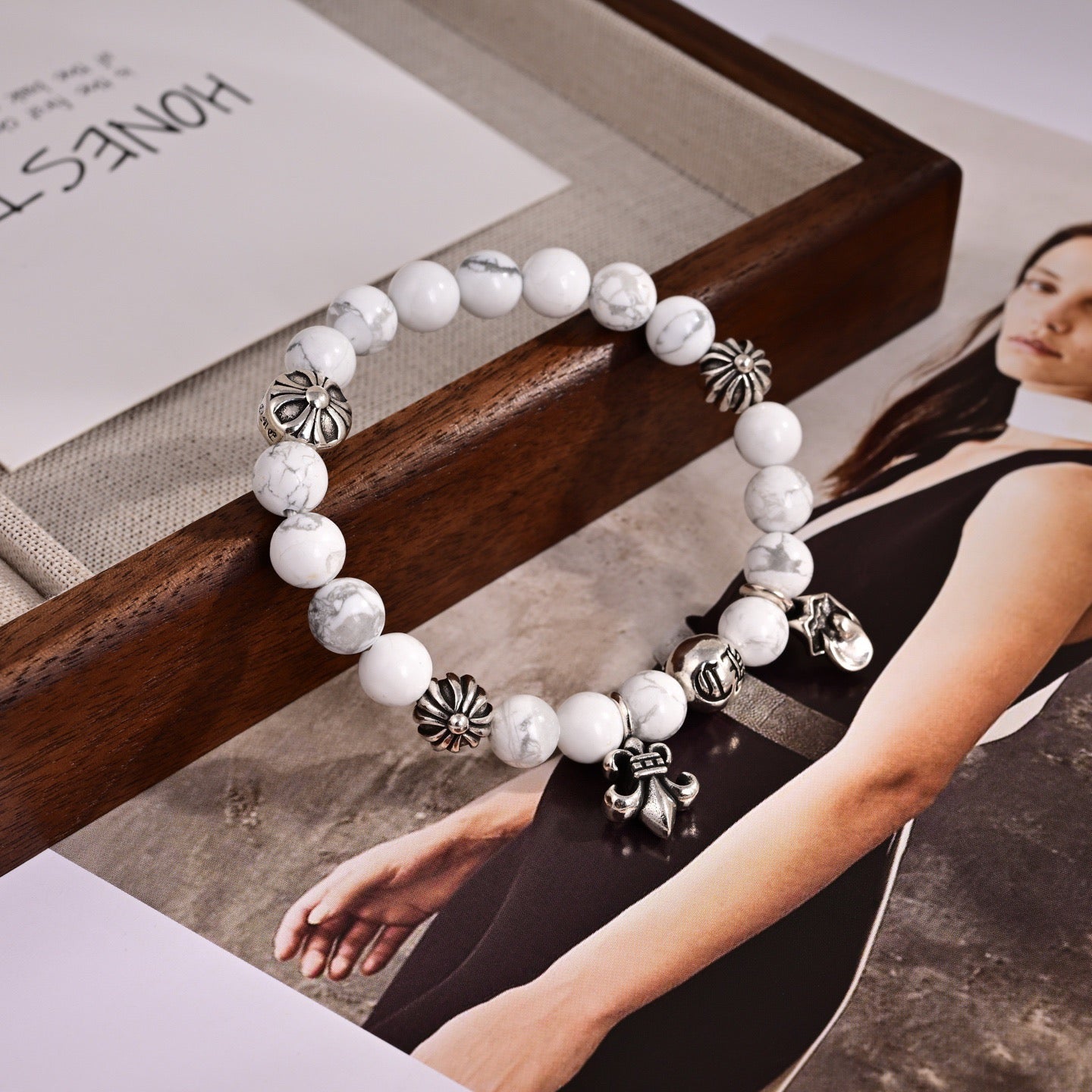 Cross Statement Bracelet in Metal-Tone – Design 17 close-up detail