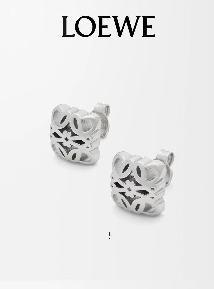 Elephant Motif Stud Earrings in Polished Metal-Tone – Design 04 front view
