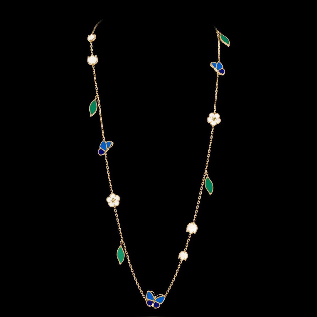 Butterfly Pendant Necklace in Polished Metal-Tone – Design 04 side detail