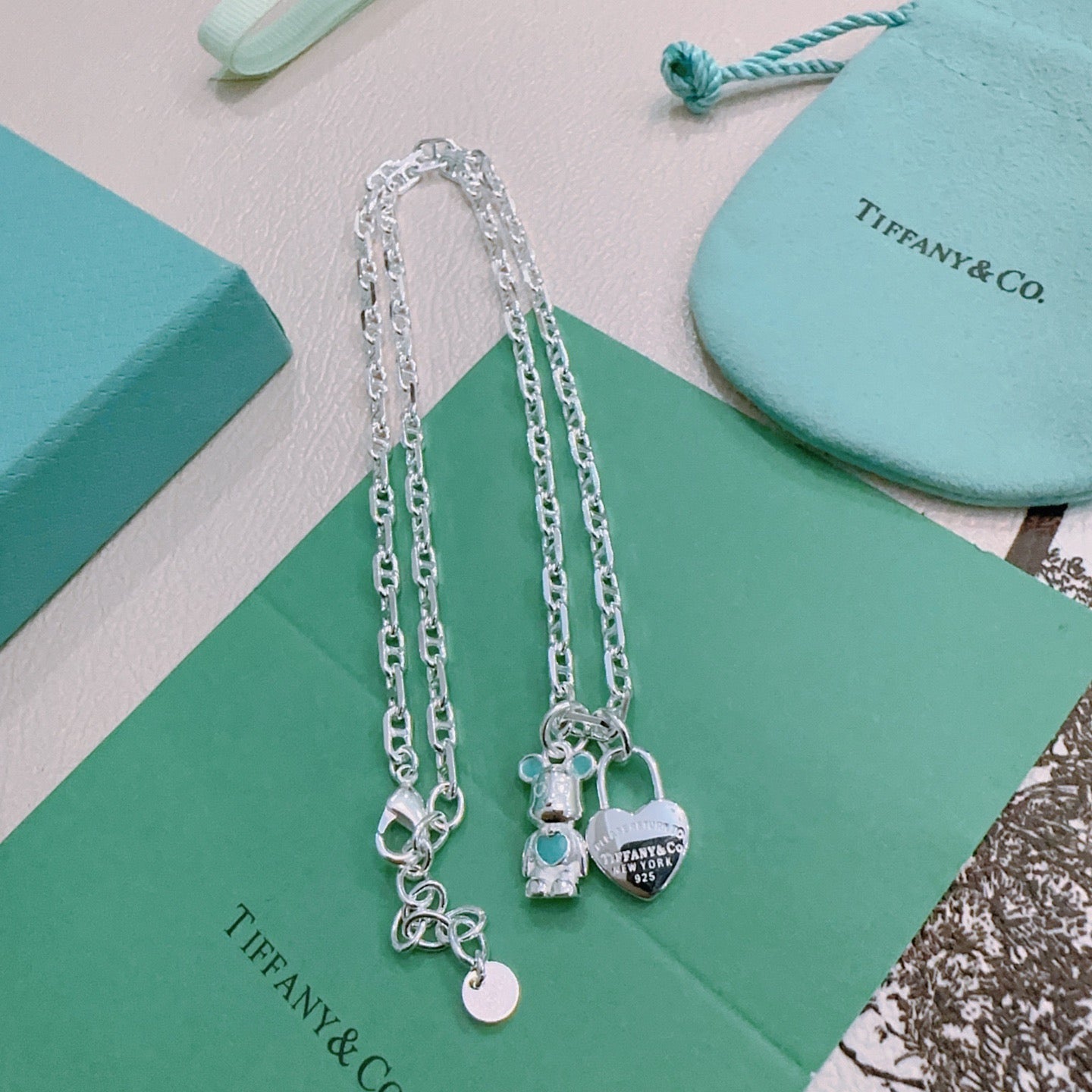 Signature Motif Pendant Necklace in Silver-Tone – Vintage Detail – Design 42 detail view