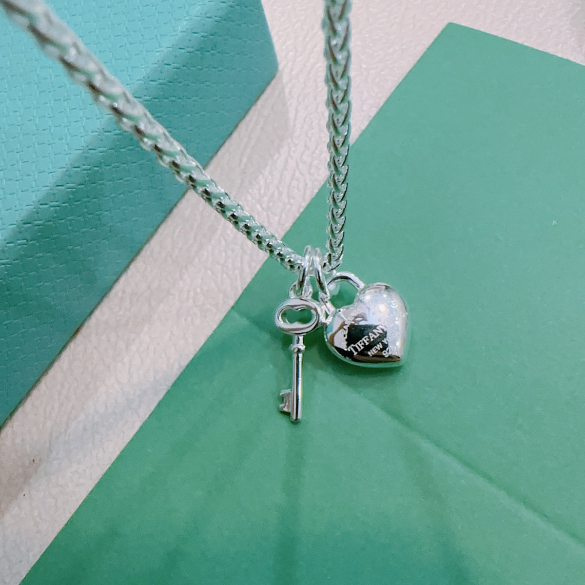 Signature Motif Pendant Necklace in Silver-Tone – Vintage Detail – Design 50 side detail