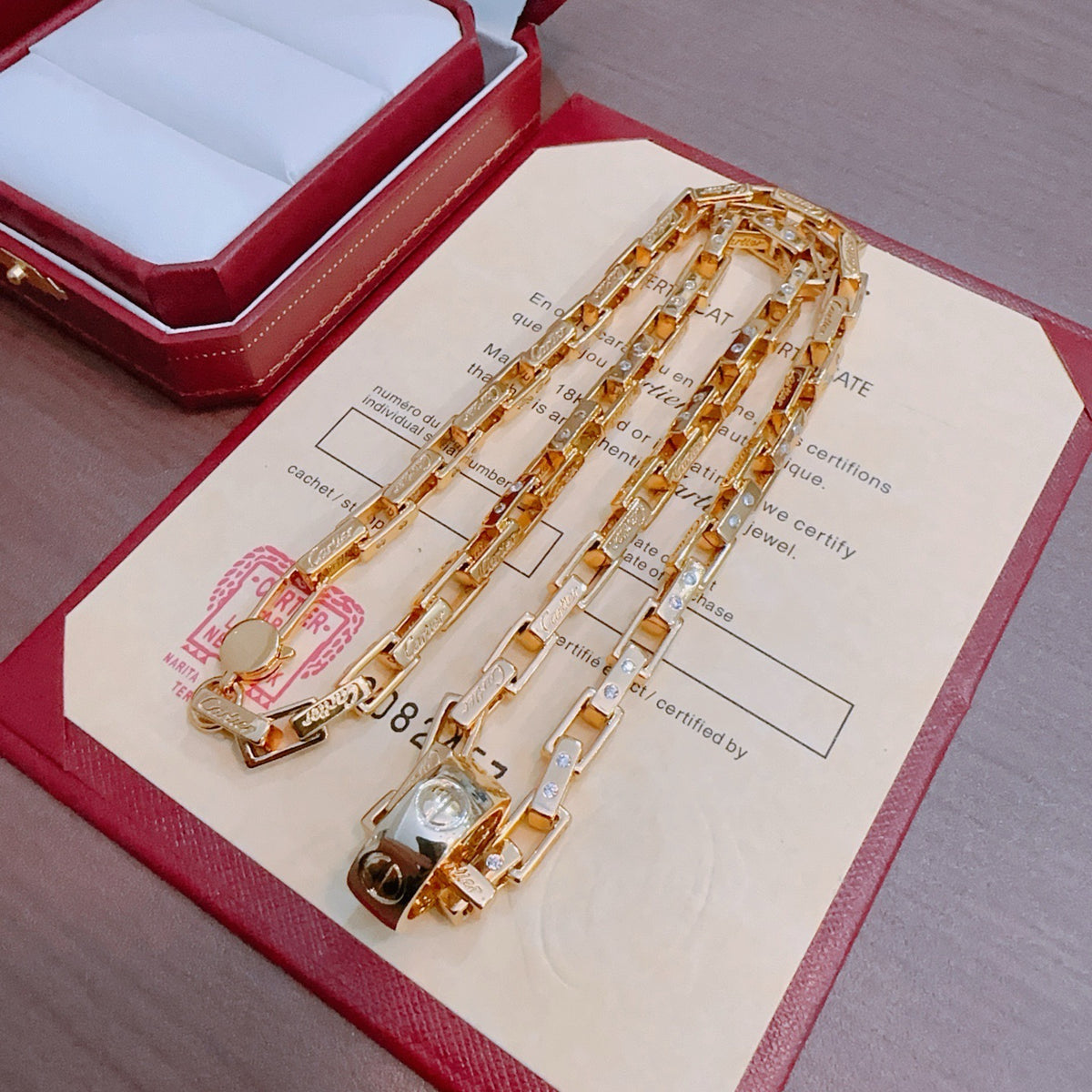 Sculptural Pendant Necklace in Gold-Tone with Crystal-Style Accents – Design 08 front view