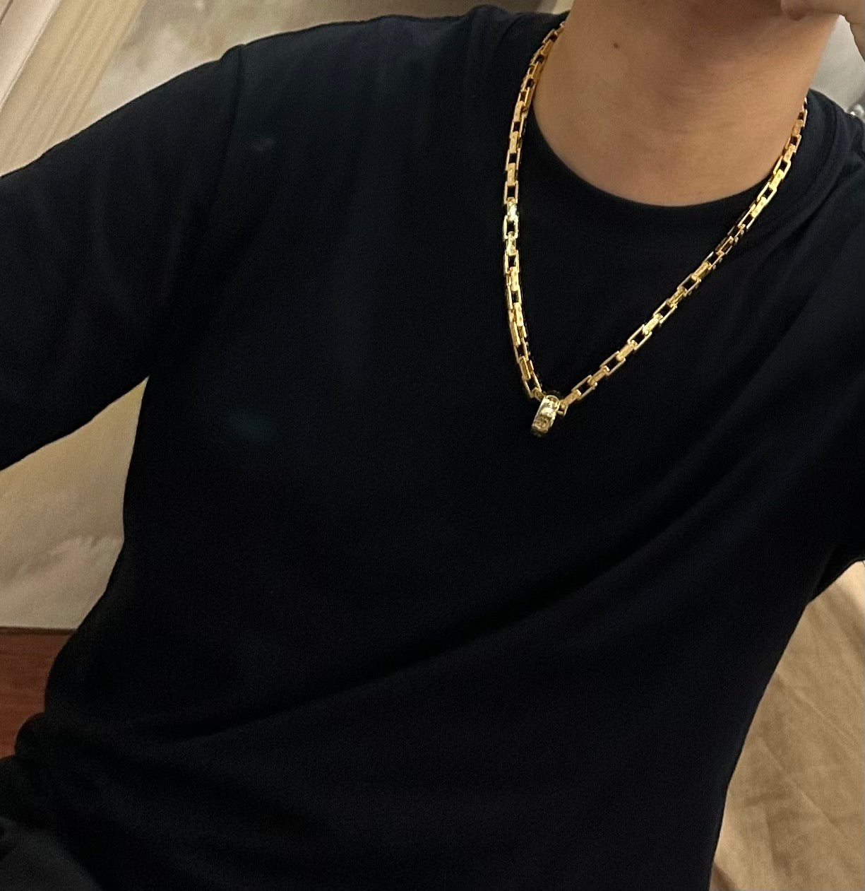 Sculptural Pendant Necklace in Gold-Tone with Crystal-Style Accents – Design 08 main product view