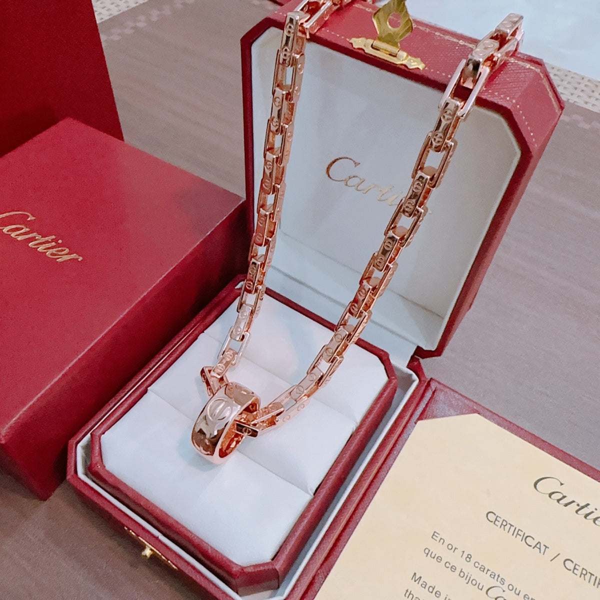 Sculptural Pendant Necklace in Gold-Tone with Crystal-Style Accents – Design 07 detail view