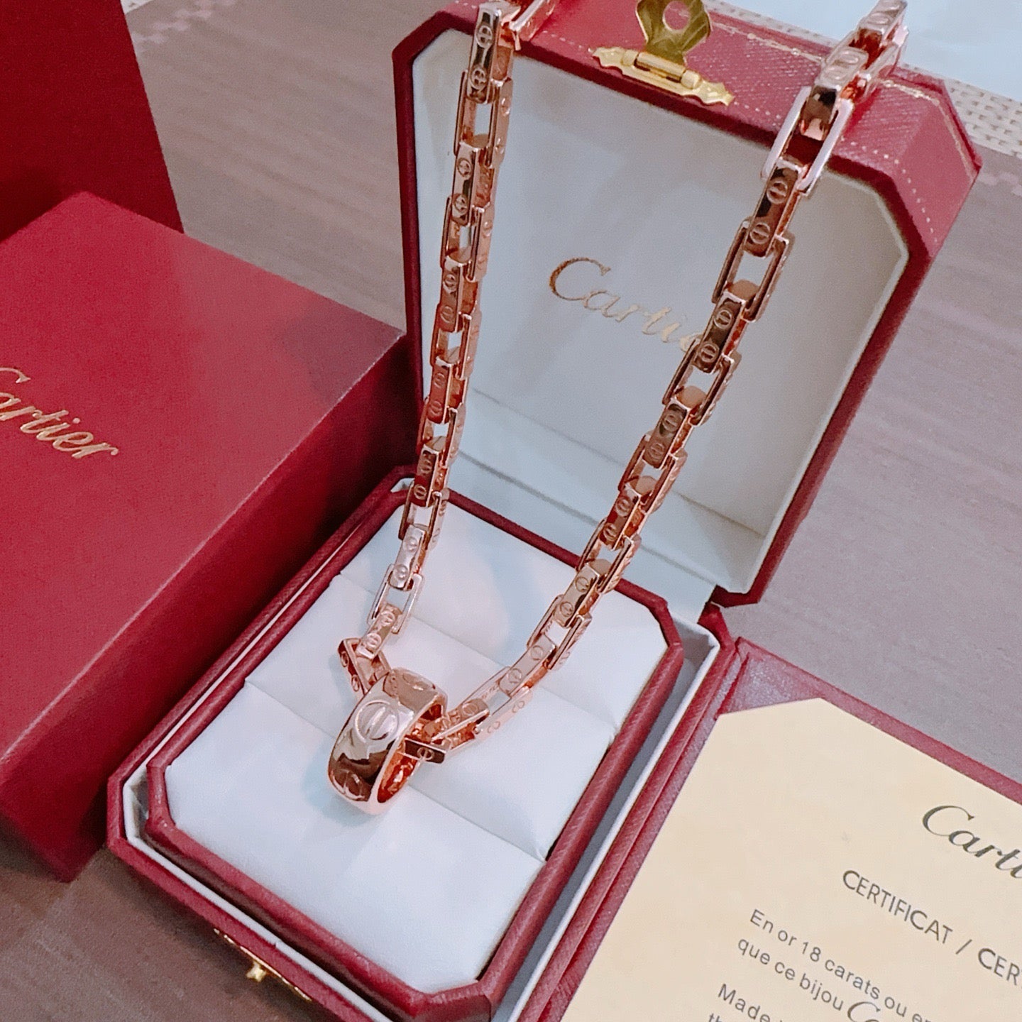 Sculptural Pendant Necklace in Gold-Tone with Crystal-Style Accents – Design 07 styled view