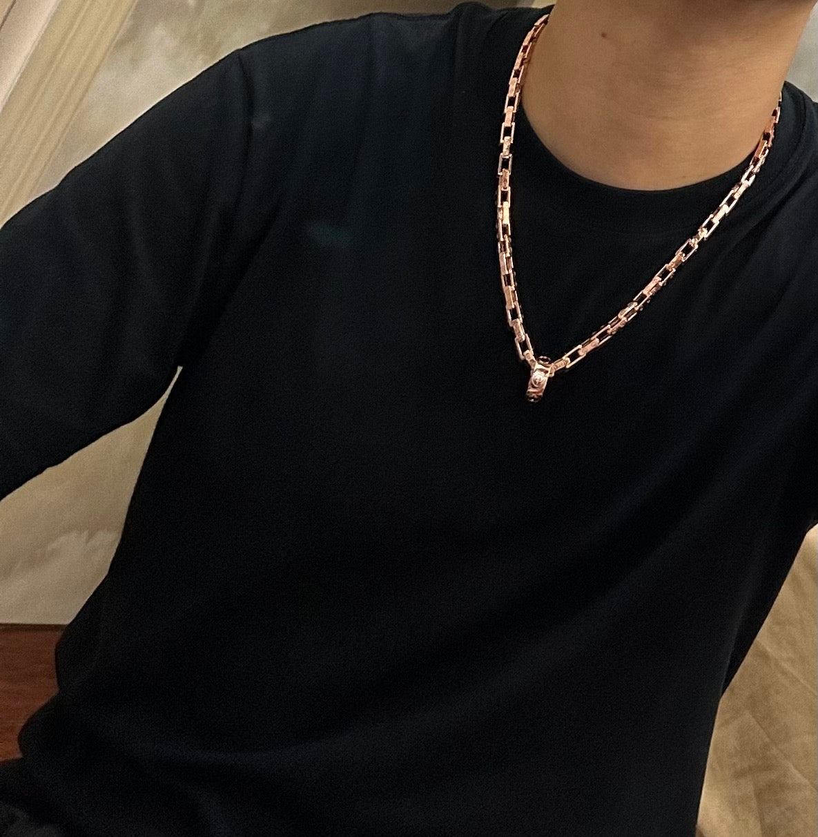 Sculptural Pendant Necklace in Gold-Tone with Crystal-Style Accents – Design 07 main product view