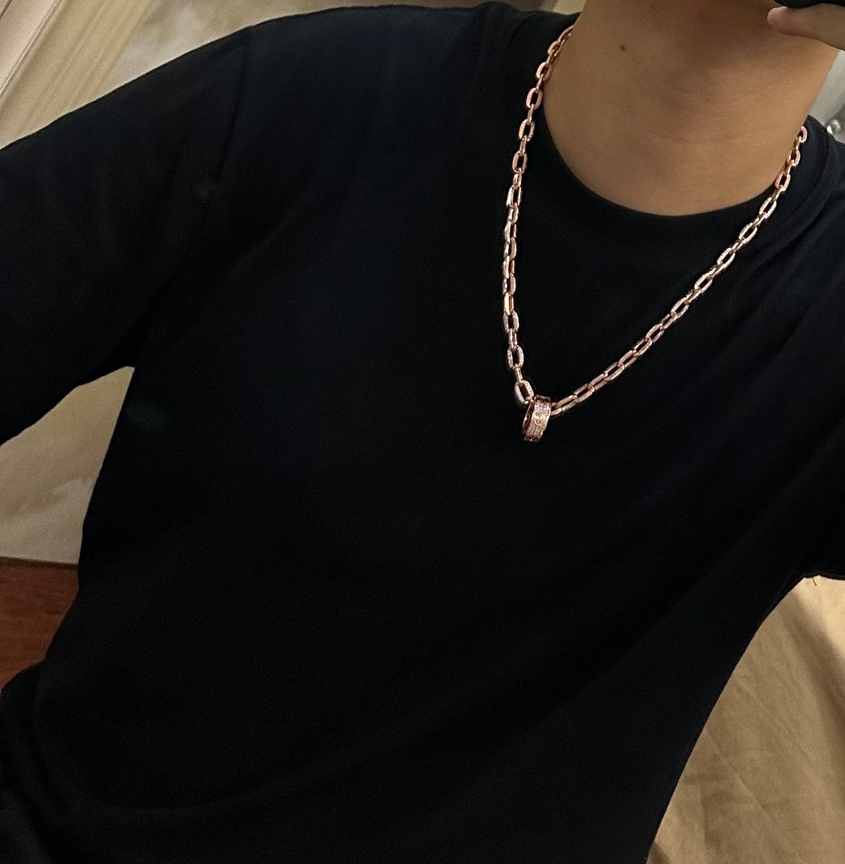Sculptural Pendant Necklace in Gold-Tone with Crystal-Style Accents – Design 06 main product view