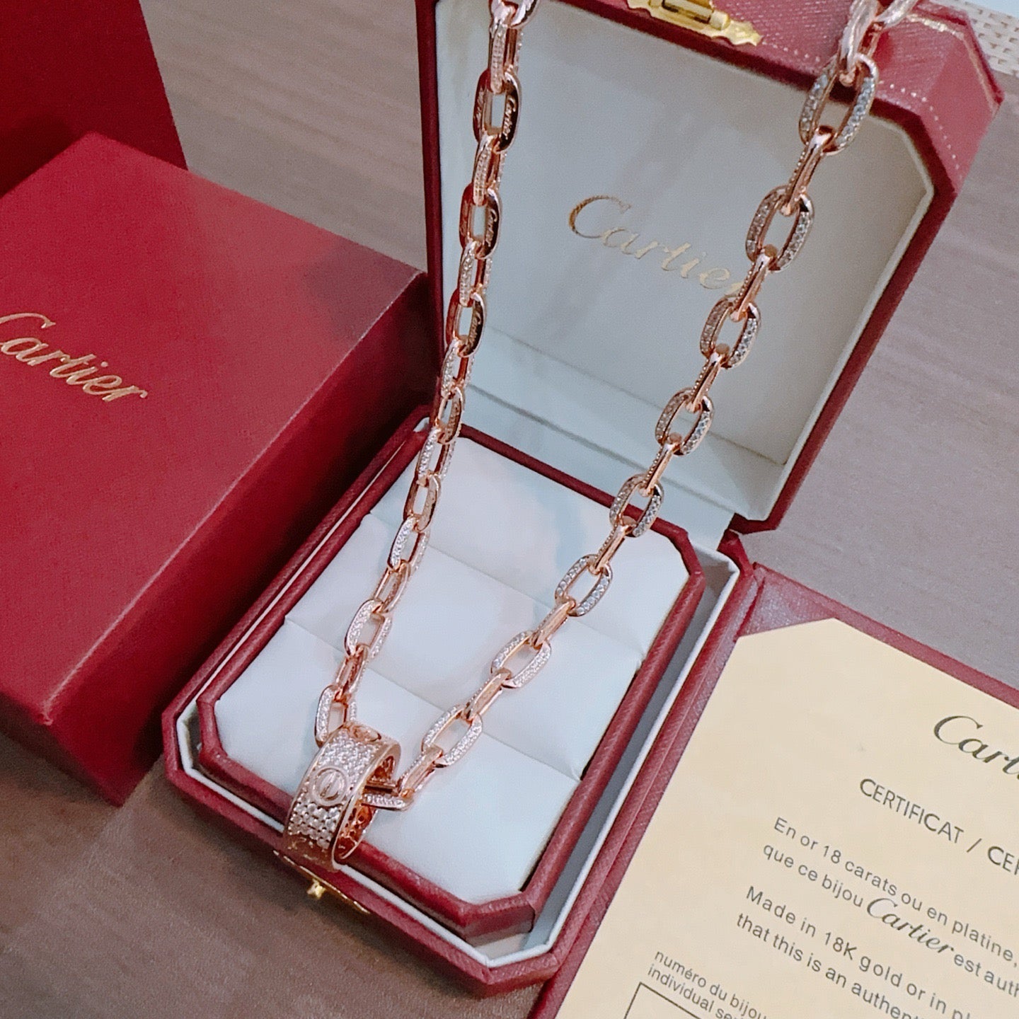 Sculptural Pendant Necklace in Gold-Tone with Crystal-Style Accents – Design 06 close-up detail