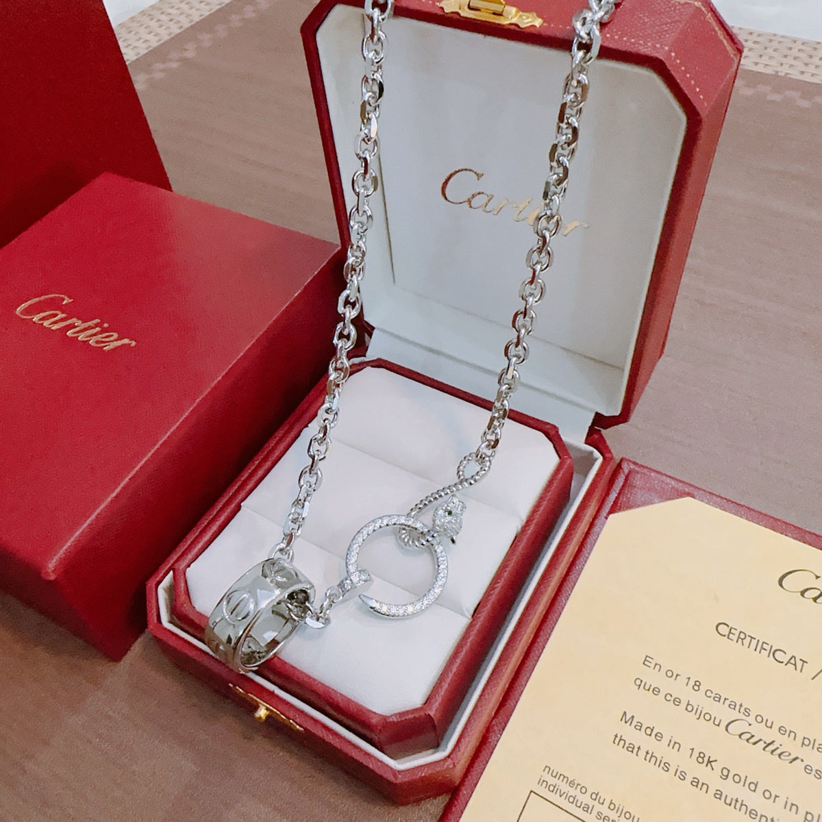 Sculptural Pendant Necklace in Gold-Tone with Crystal-Style Accents – Design 05 front view