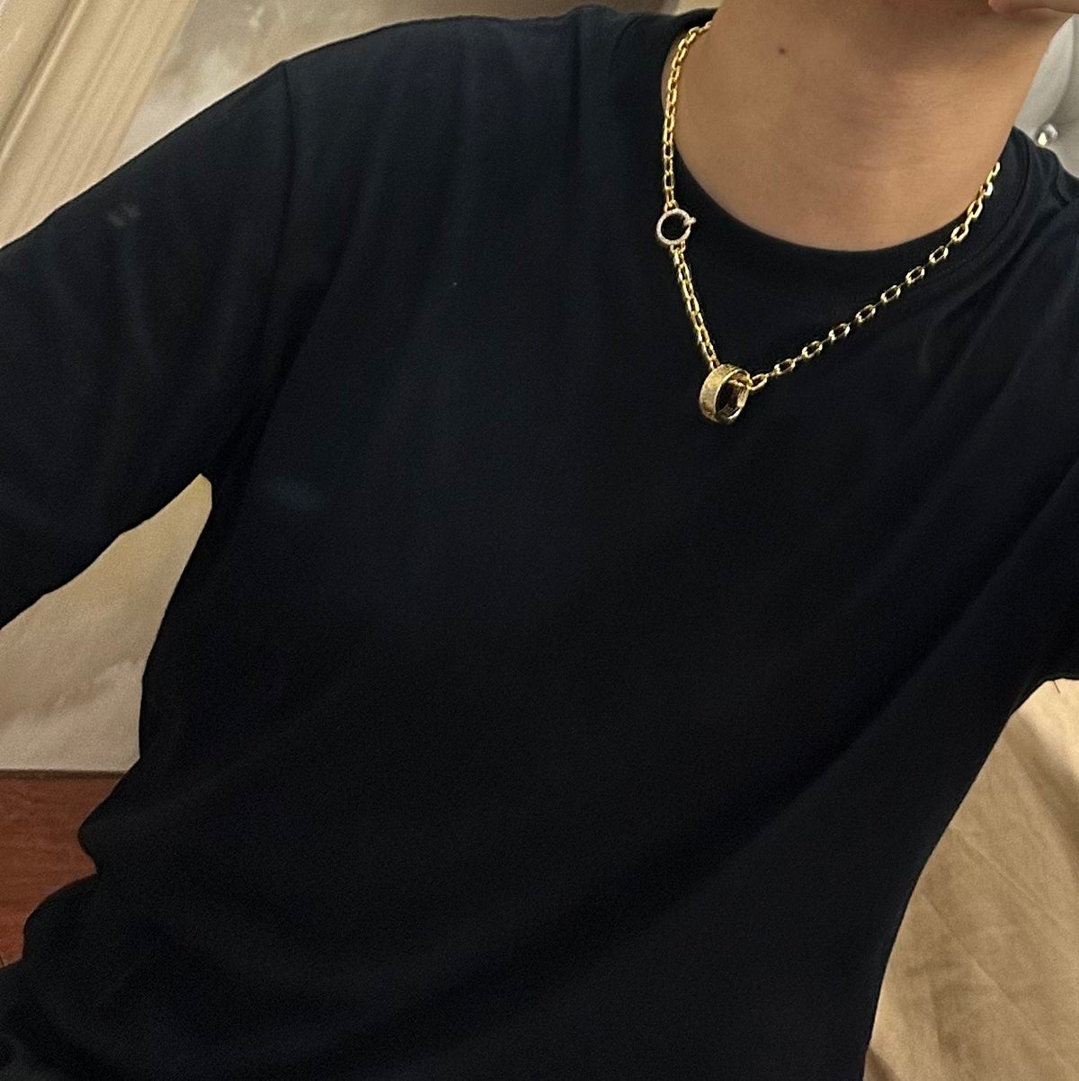 Sculptural Pendant Necklace in Gold-Tone with Crystal-Style Accents – Design 04 main product view