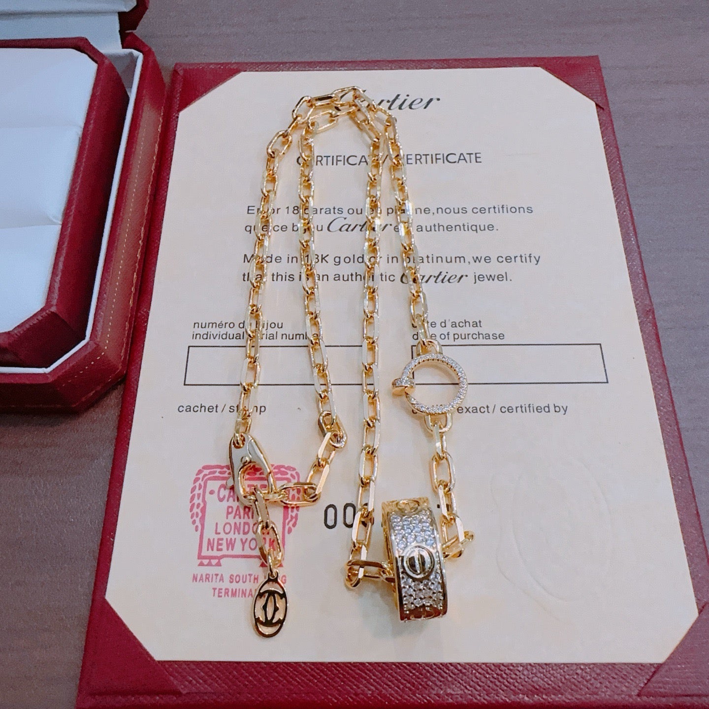 Sculptural Pendant Necklace in Gold-Tone with Crystal-Style Accents – Design 04 detail view