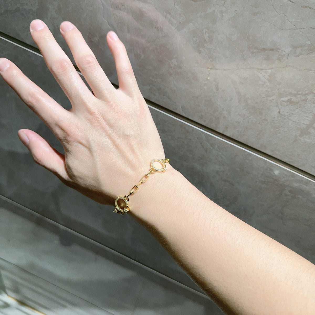 Sculptural Statement Bracelet in Gold-Tone – Design 198 side detail