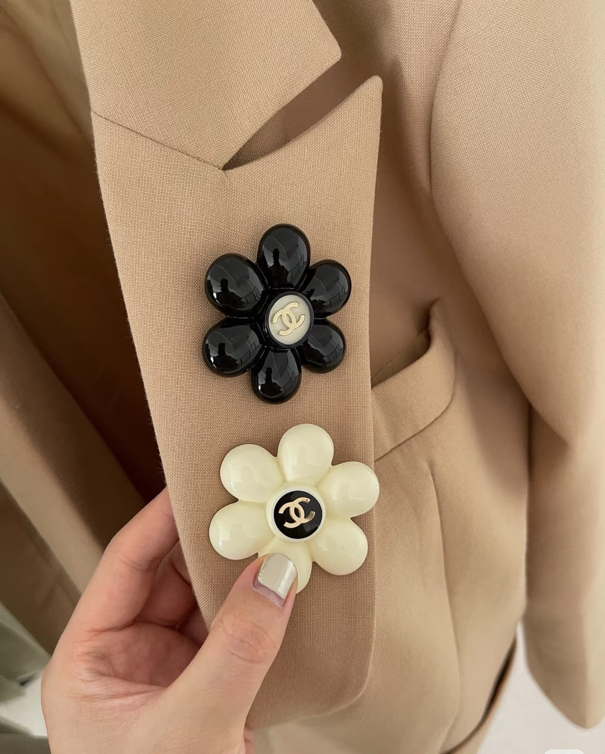 Camellia Brooch in Polished Metal-Tone – Camellia Detail – Design 005 front product view