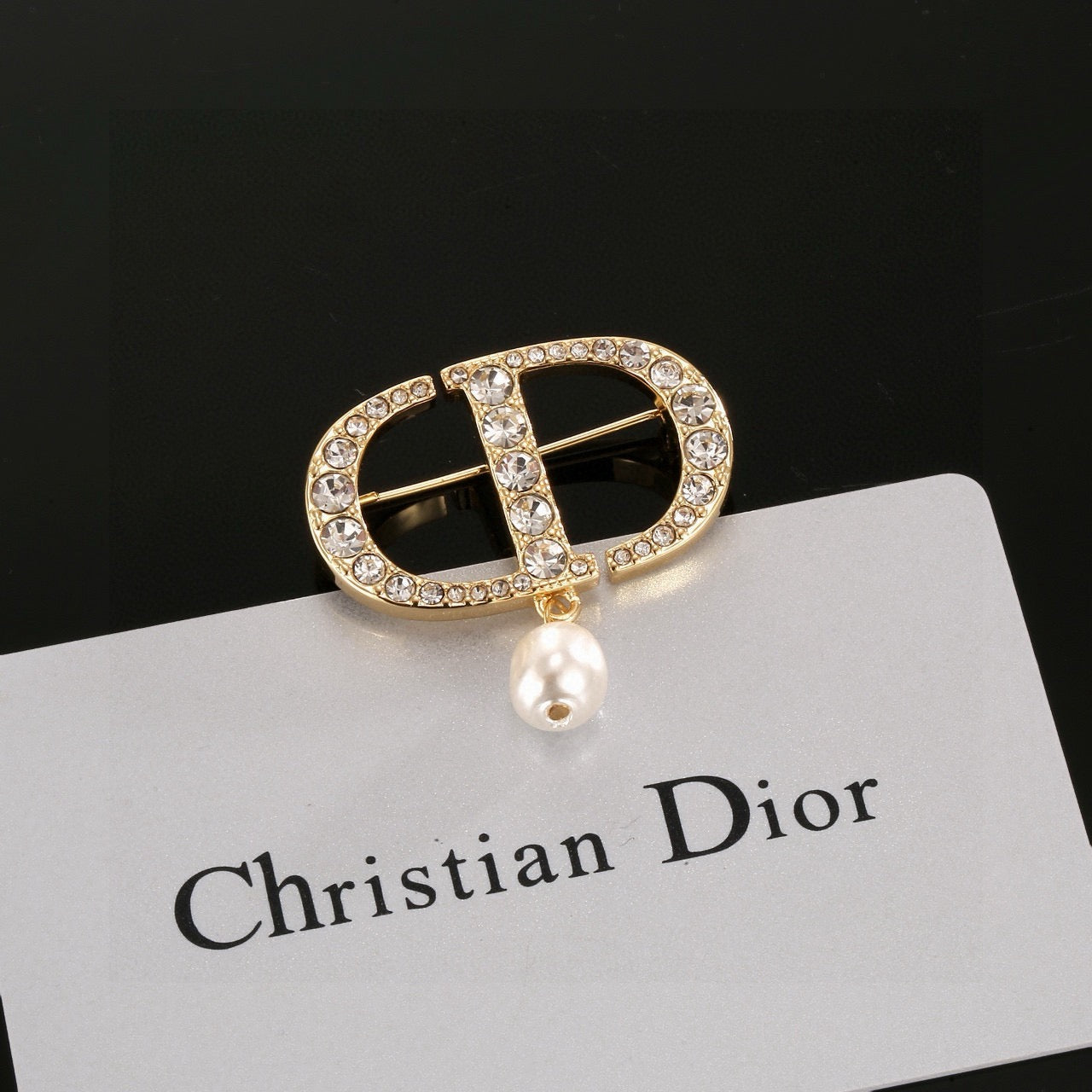Graphic Letter Motif Brooch Pin in Polished Metal-Tone – Design 011 main product view