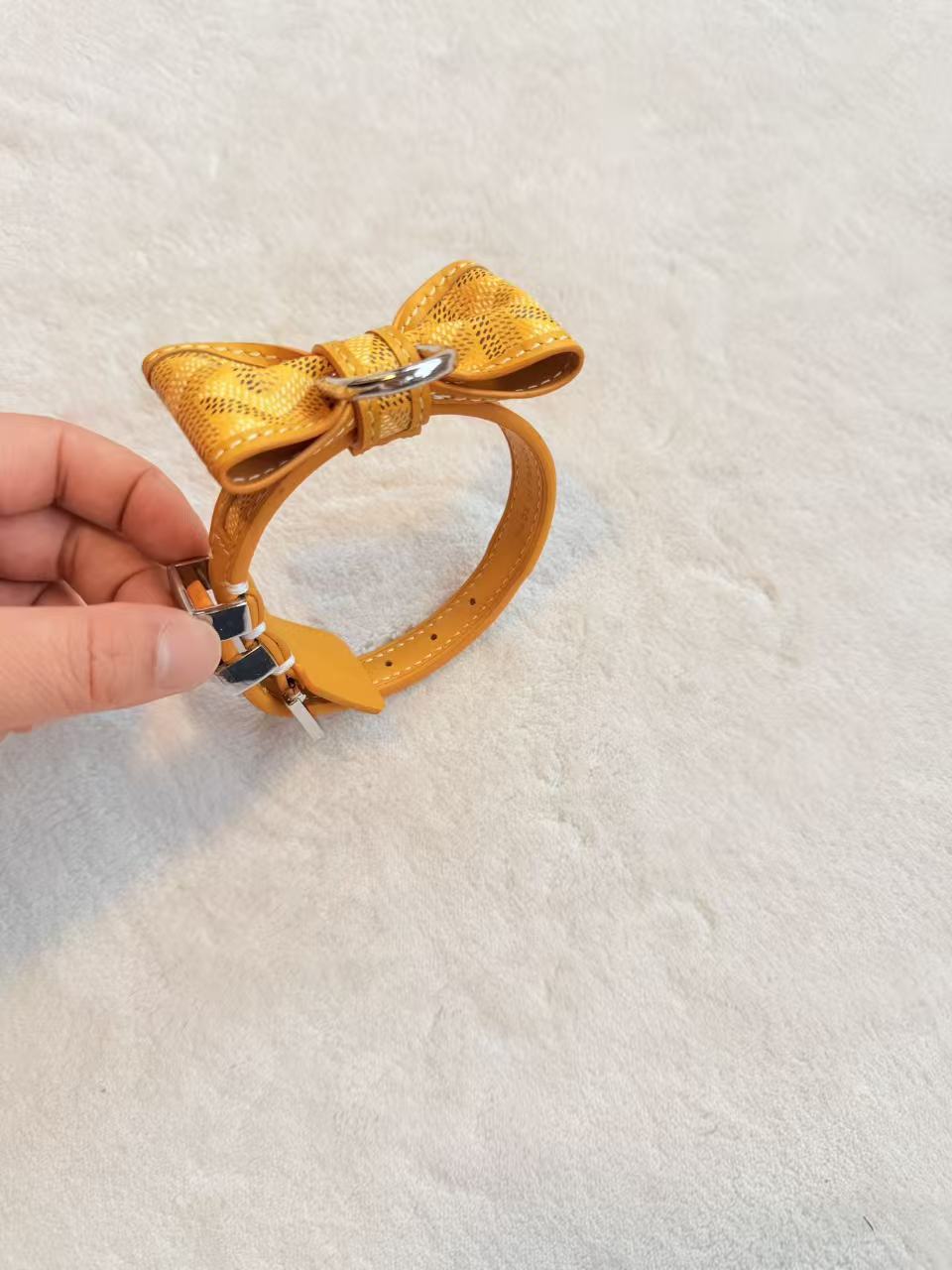 Bow Detail Leather Pet Collar – Design 04 main product view