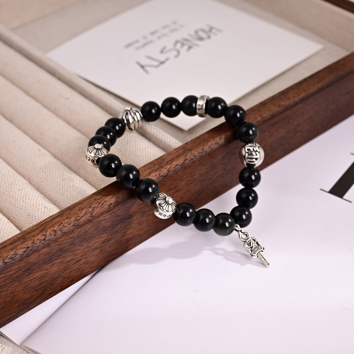 Cross Statement Bracelet in Metal-Tone – Design 21 detail view