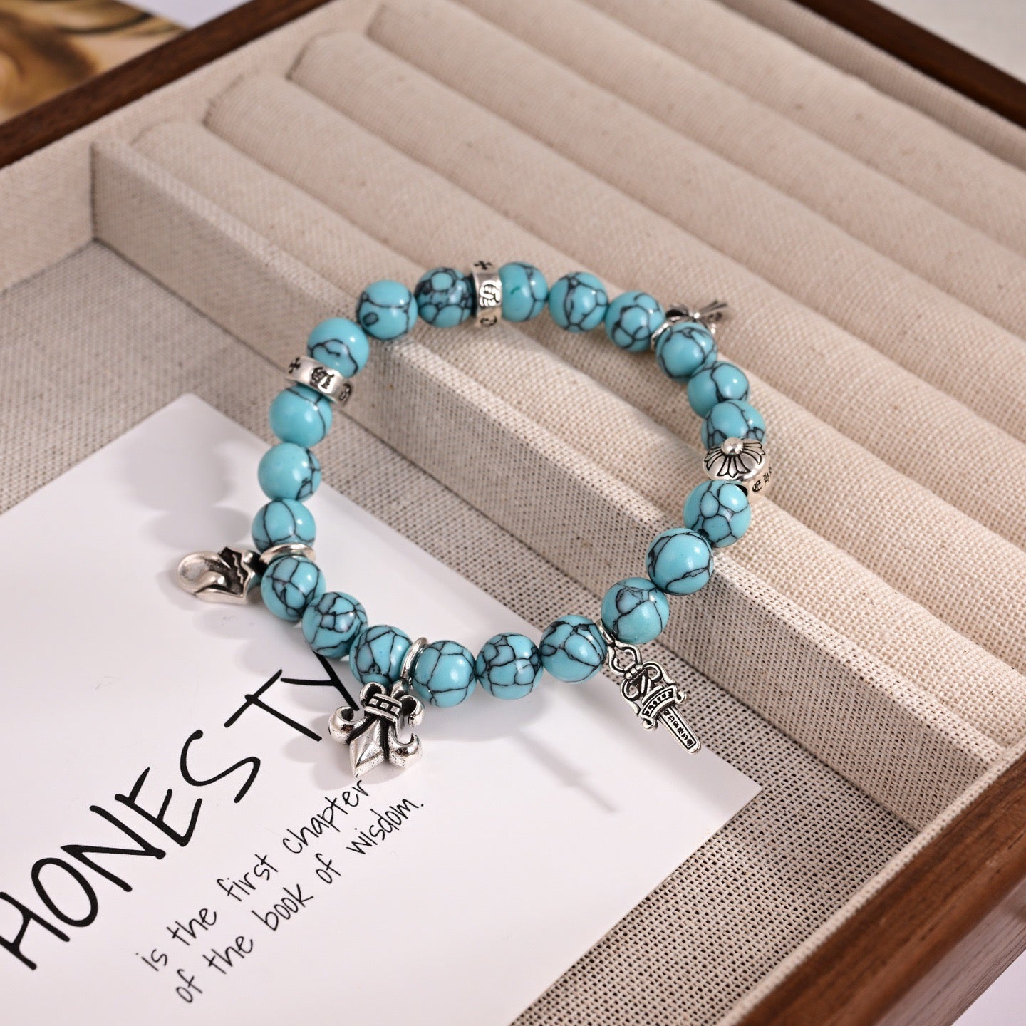 Cross Statement Bracelet in Metal-Tone – Design 20 detail view