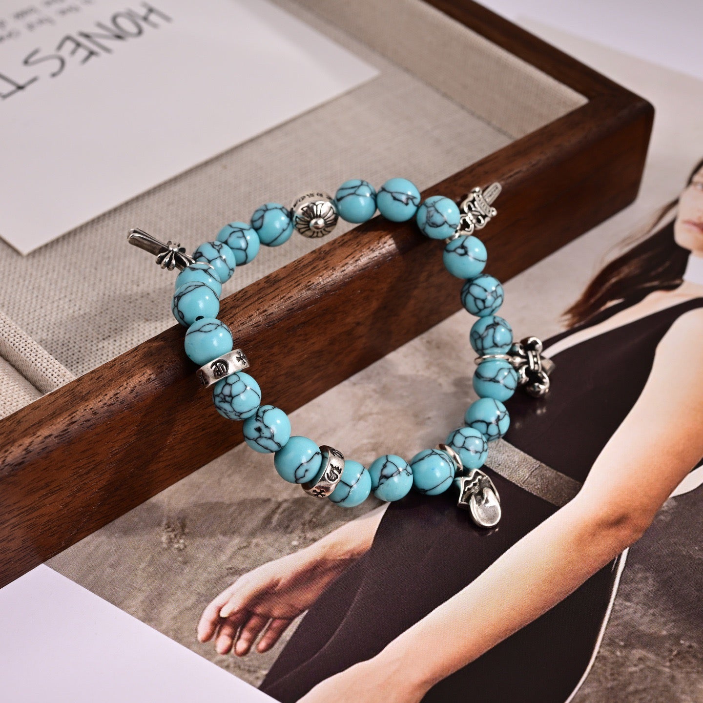 Cross Statement Bracelet in Metal-Tone – Design 20 close-up detail