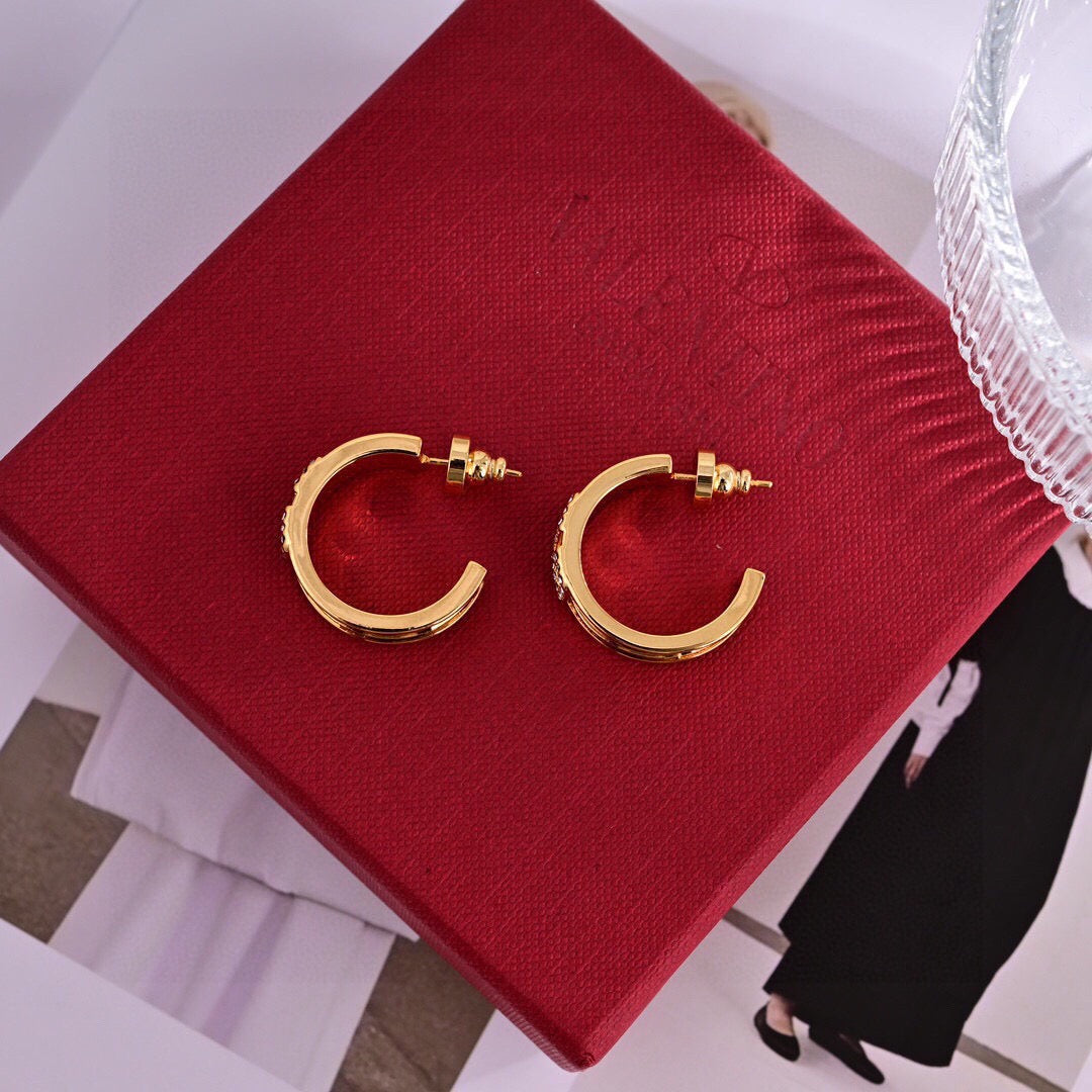 Signature Emblem Stud Earrings in Gold-Tone – Design 21 close-up view