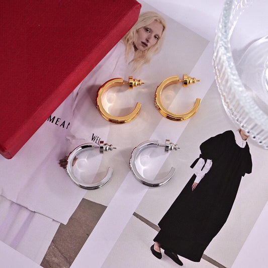 Signature Emblem Stud Earrings in Gold-Tone – Design 21 main product view