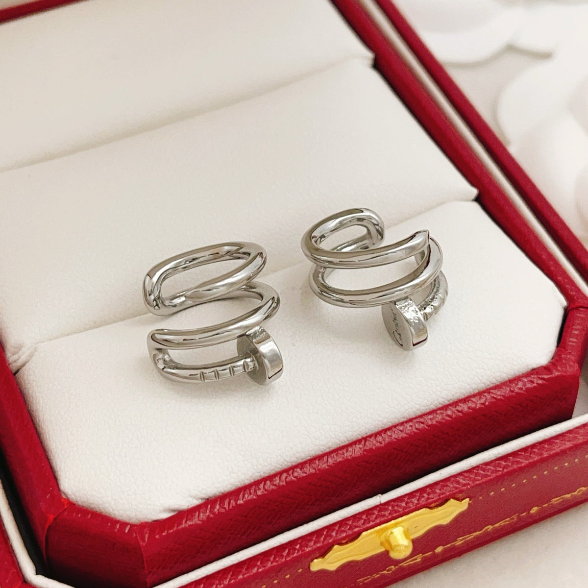 Nail Motif Jewelry Accessory in Silver-Tone front view