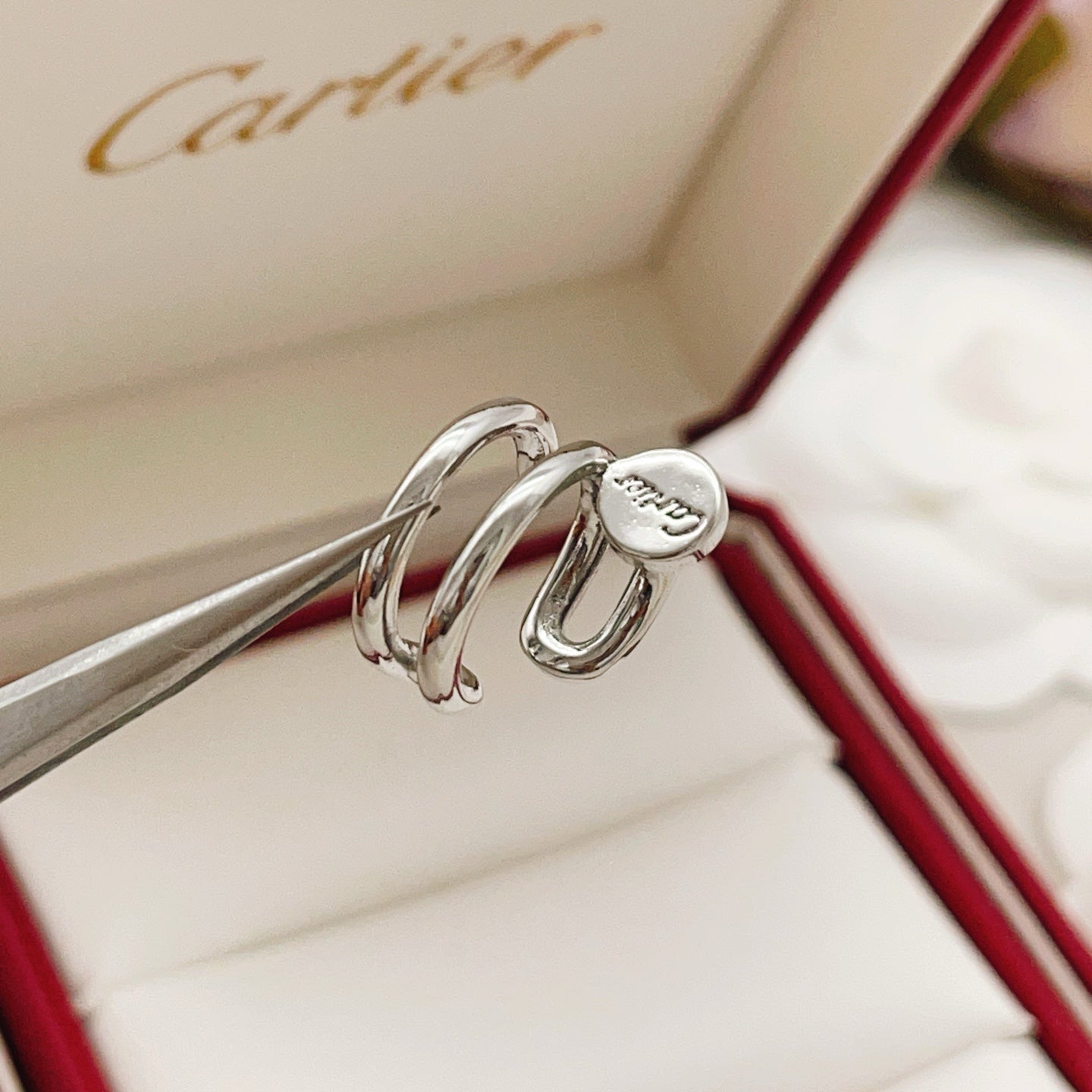 Nail Motif Jewelry Accessory in Silver-Tone side detail