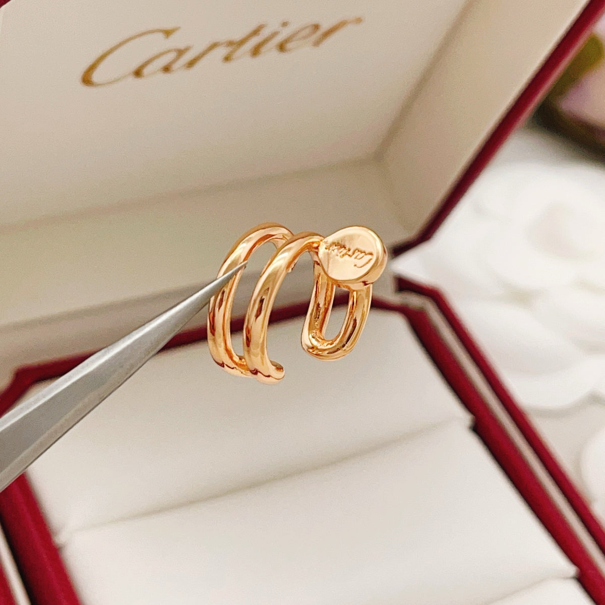 Nail Motif Jewelry Accessory in Rose-Gold-Tone – Design 02 side detail