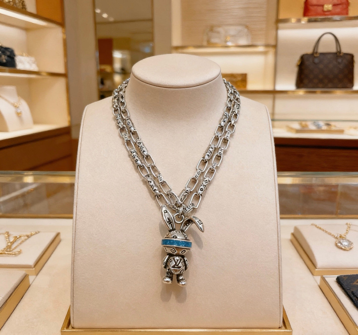 Chain Pendant Necklace in Silver-Tone – Design 040 styled product view