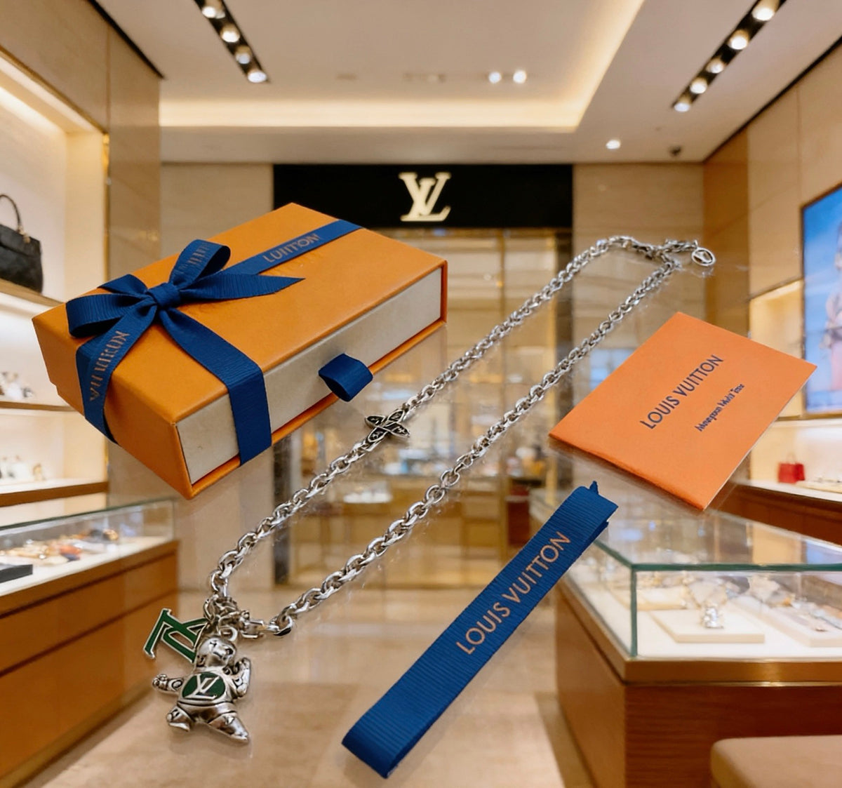 Chain Pendant Necklace in Silver-Tone – Design 039 front product view