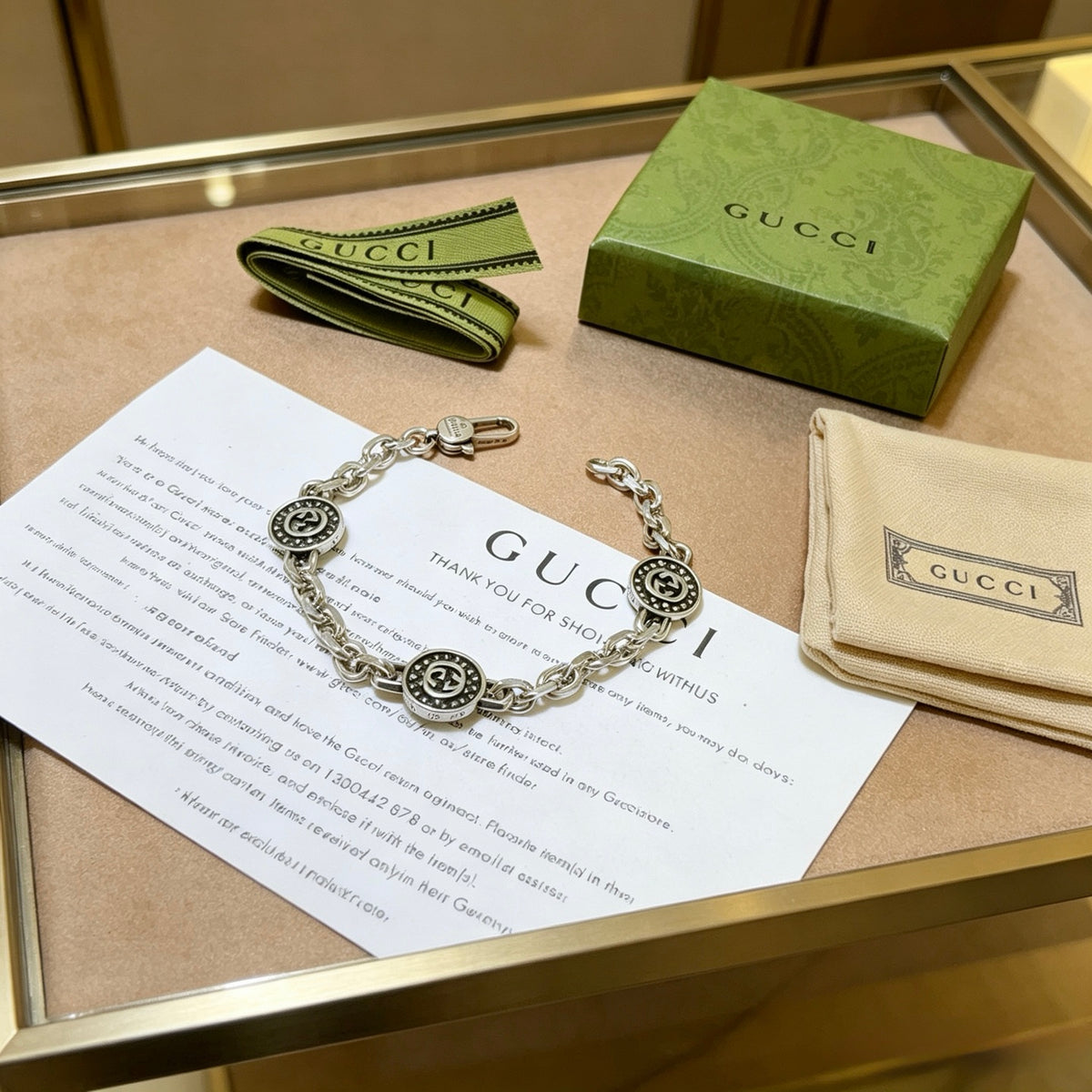 Geometric Emblem Bracelet in Polished Metal-Tone – Design 114 detail view