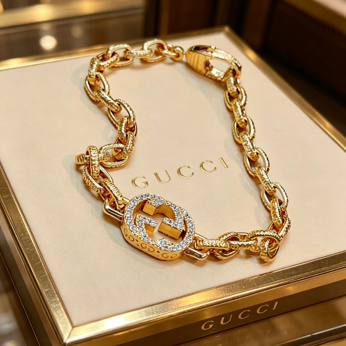 Geometric Emblem Bracelet in Gold-Tone – Design 008 main product view