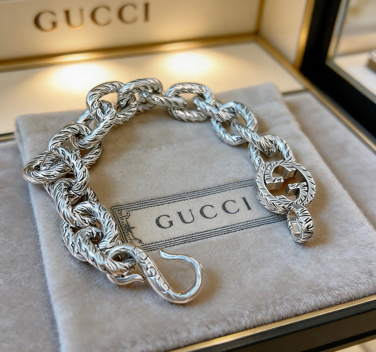 Geometric Emblem Bracelet in Polished Metal-Tone – Design 112 main product view