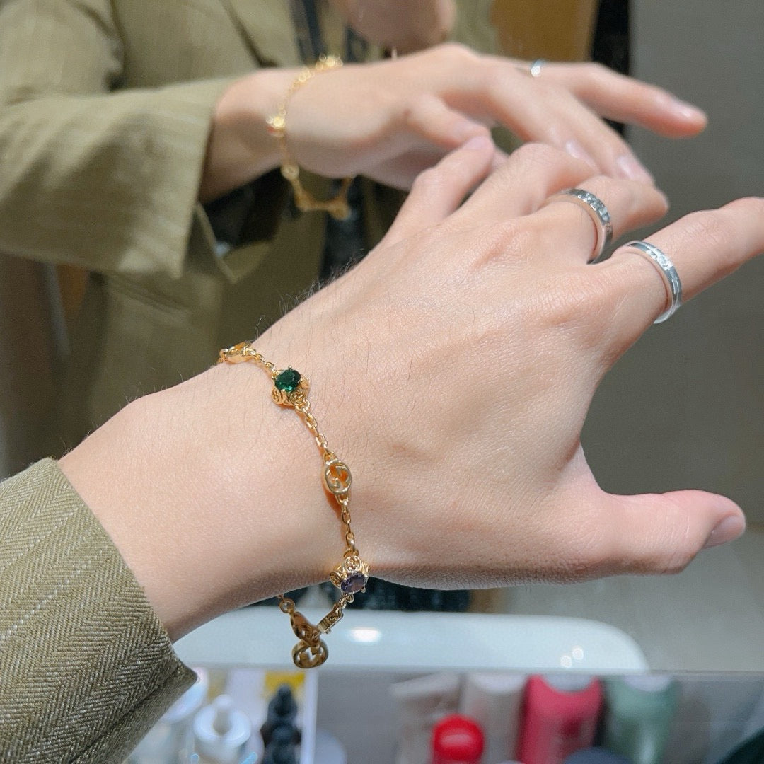 Geometric Emblem Bracelet in Polished Metal-Tone – Design 117 side detail