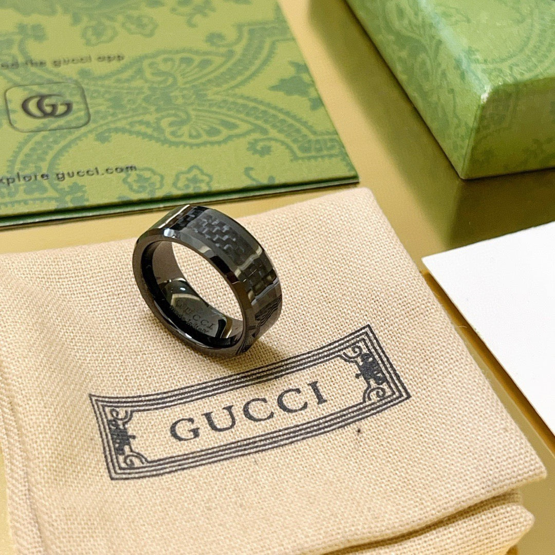 Double-G Emblem Statement Ring in Polished Metal-Tone – Design 011 front product view