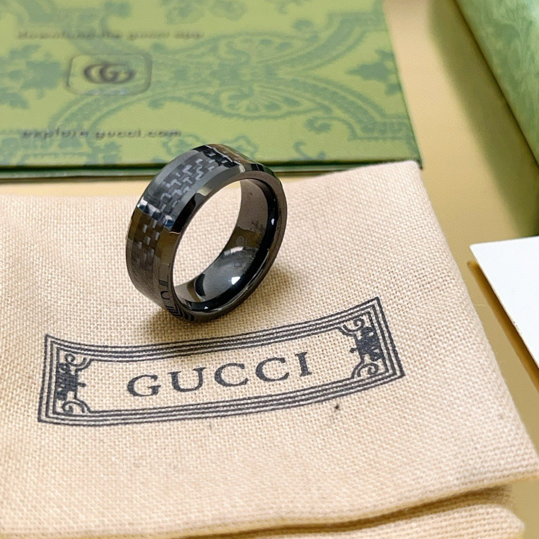 Double-G Emblem Statement Ring in Polished Metal-Tone – Design 012 close-up detail