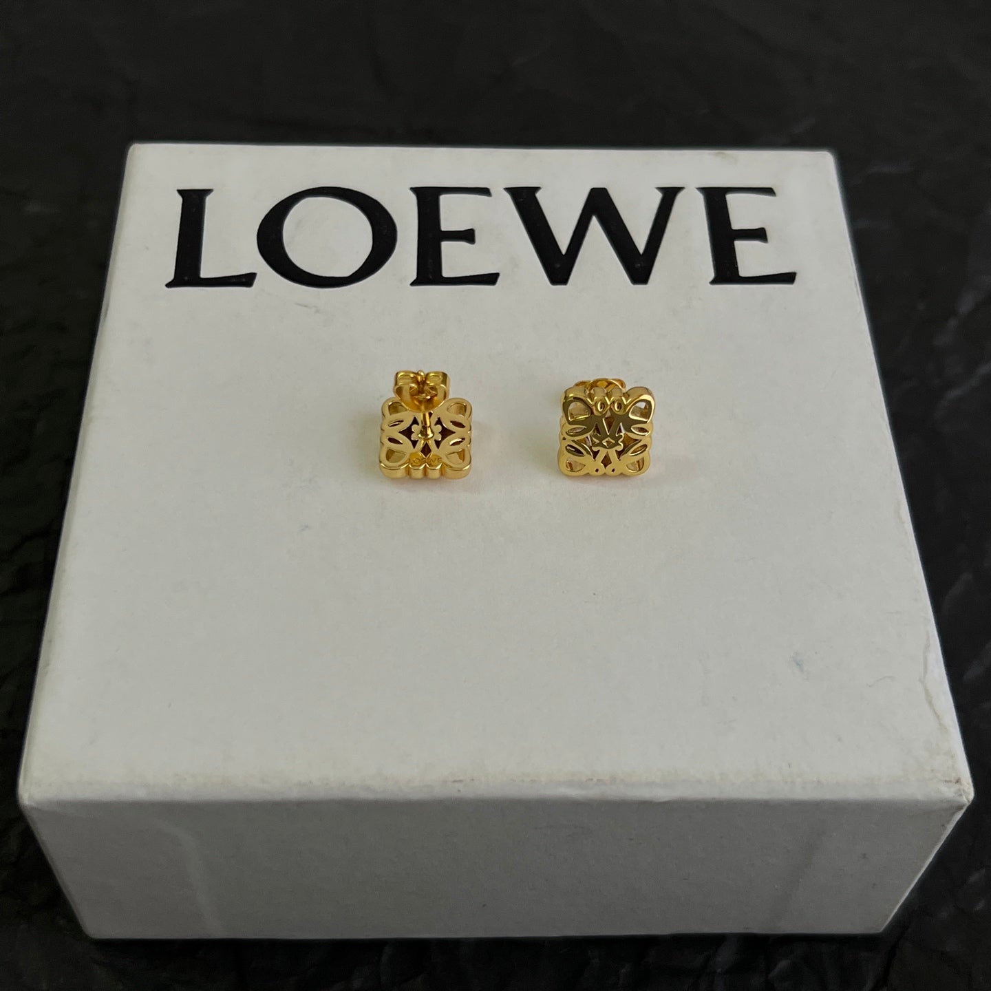 Floral Motif Stud Earrings in Polished Metal-Tone – Design 05 styled view