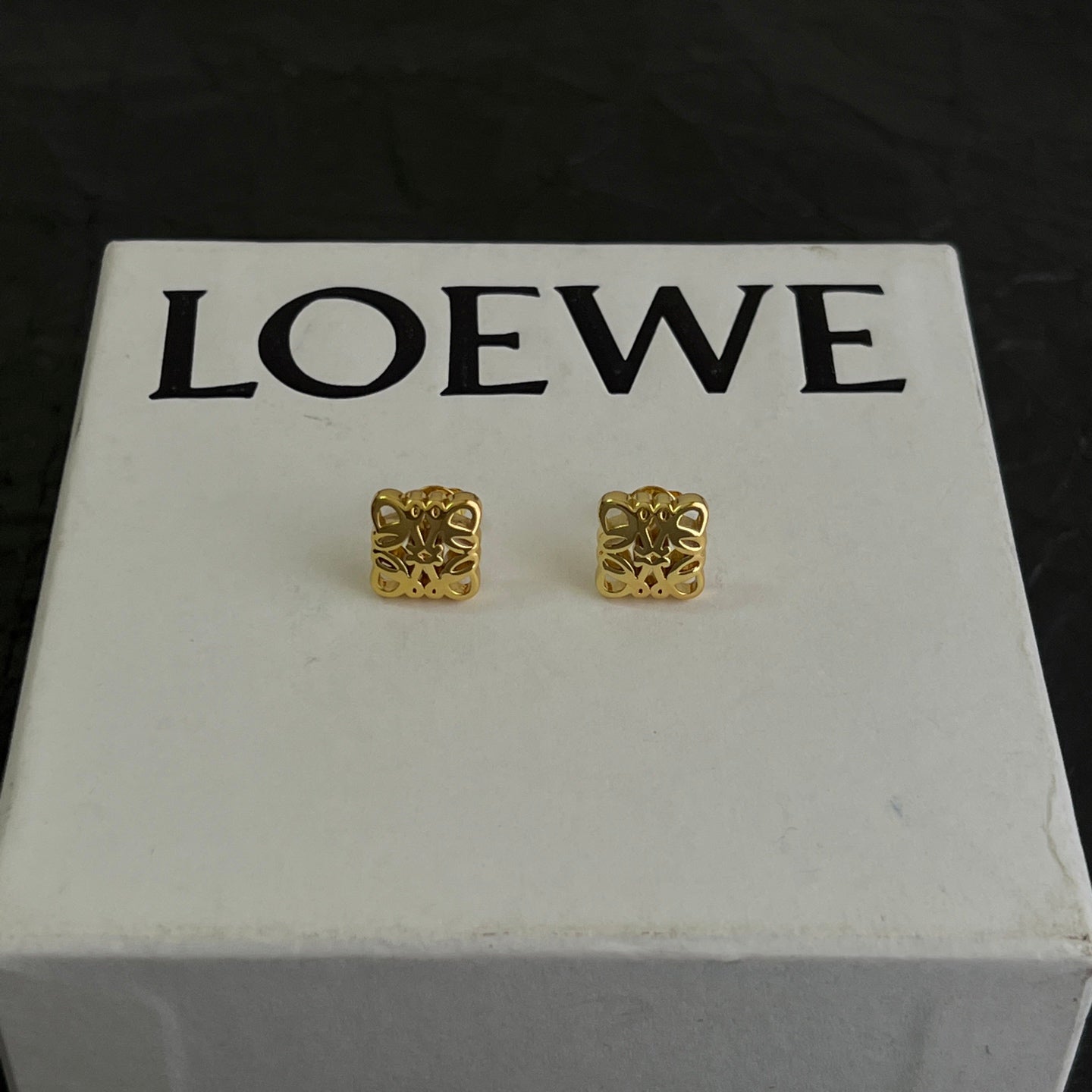 Floral Motif Stud Earrings in Polished Metal-Tone – Design 05 front view
