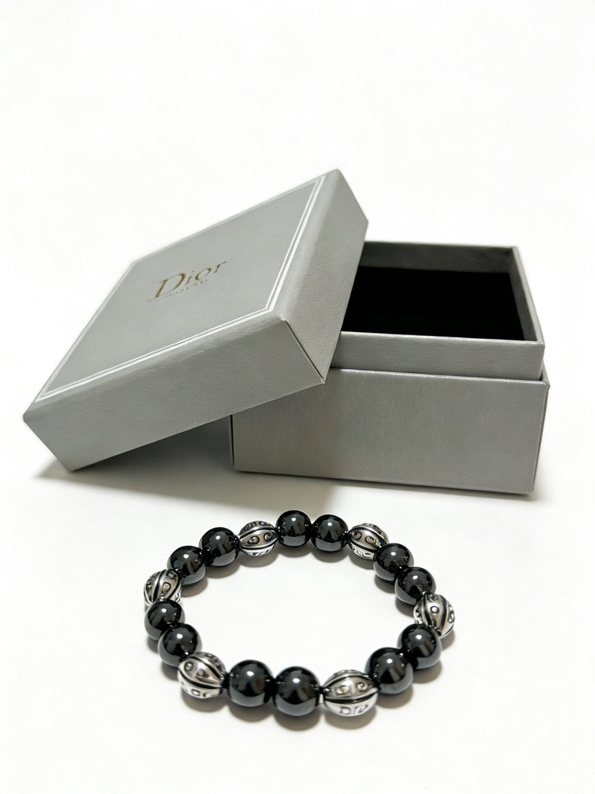 Star Motif Statement Bracelet in Silver-Tone with Vintage-Style Finish – Design 014 styled view