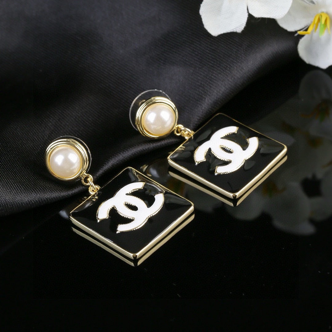 Signature Emblem Statement Earrings in Polished Metal-Tone – Design 001 side detail