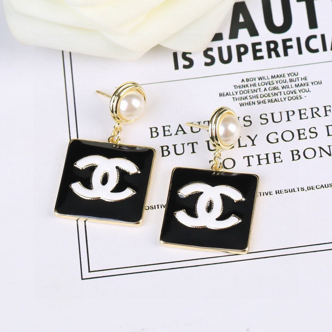Signature Emblem Statement Earrings in Polished Metal-Tone – Design 001 front product view