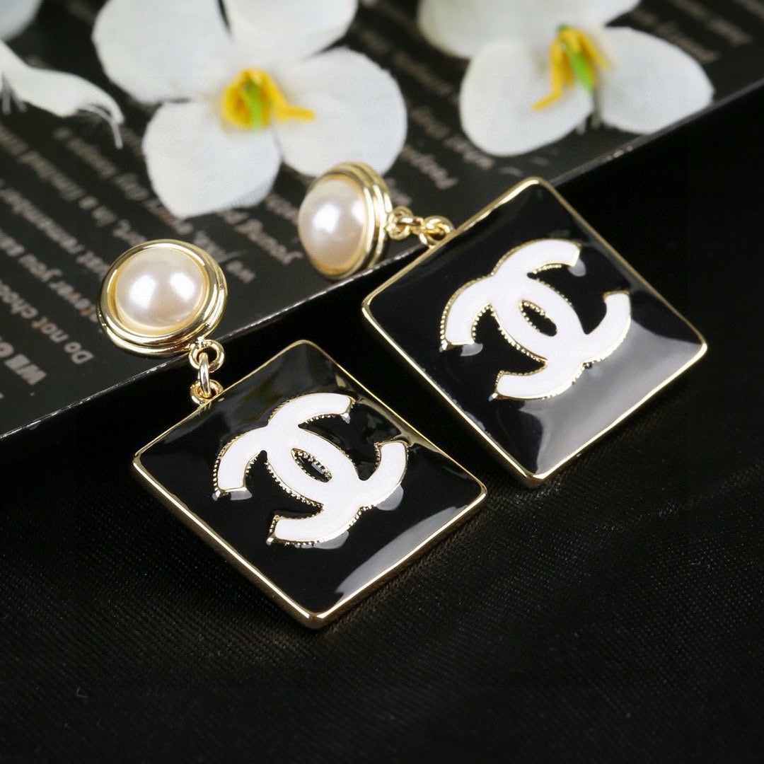 Signature Emblem Statement Earrings in Polished Metal-Tone – Design 001 detail view