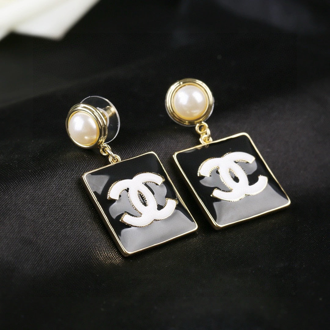 Signature Emblem Statement Earrings in Polished Metal-Tone – Design 001 main product view