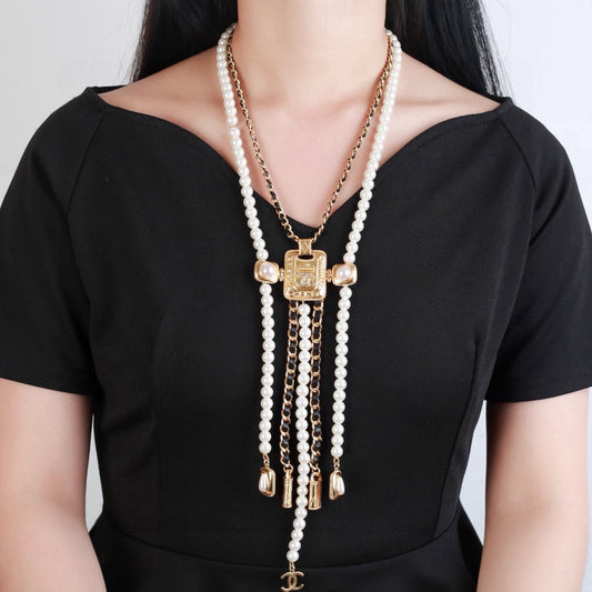 Double-C Emblem Pendant Necklace in Gold-Tone – Design 027 main product view