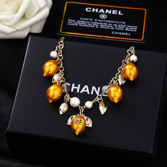 Double-C Emblem Pendant Necklace in Gold-Tone – Design 026 main product view