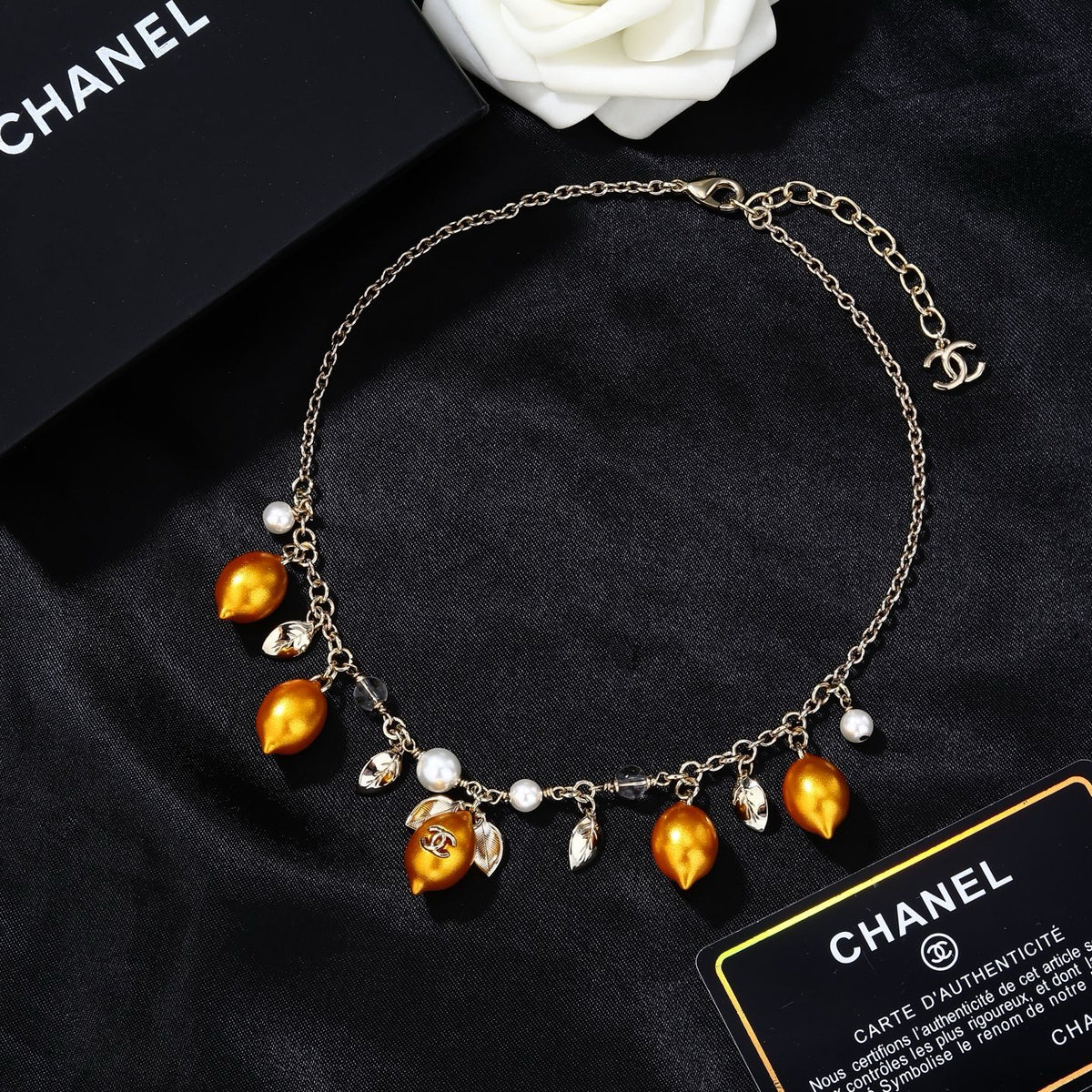 Double-C Emblem Pendant Necklace in Gold-Tone – Design 026 styled product view