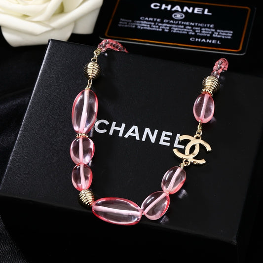 Double-C Emblem Pendant Necklace in Gold-Tone – Design 025 main product view