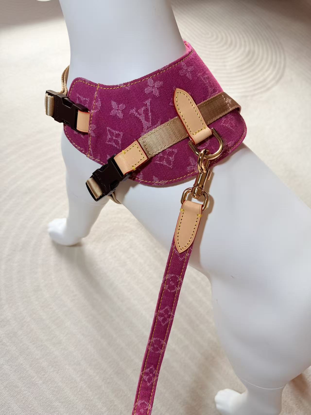Adjustable Denim-Look Pet Harness Collection – Design 02 front view