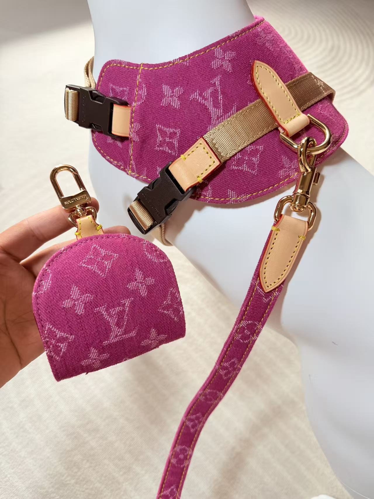 Adjustable Denim-Look Pet Harness Collection – Design 02 detail view