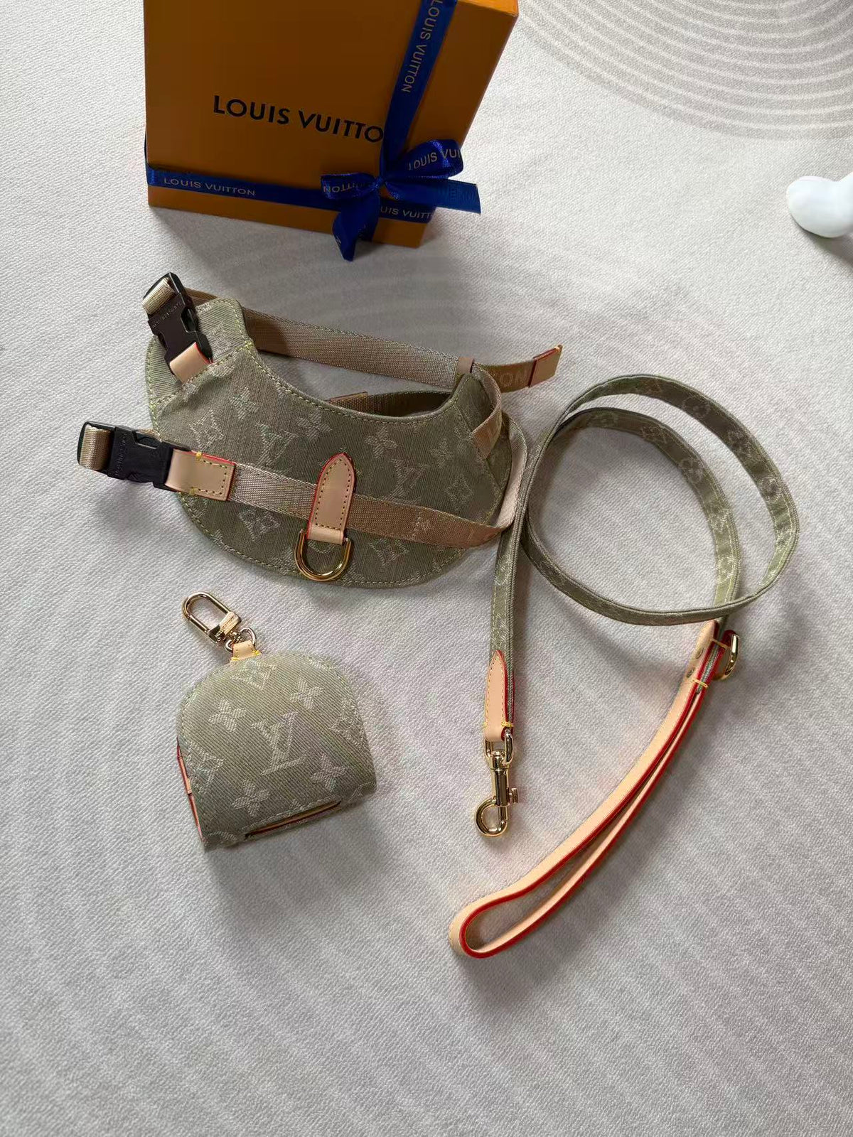 Adjustable Denim-Look Pet Harness Collection – Design 02 front view