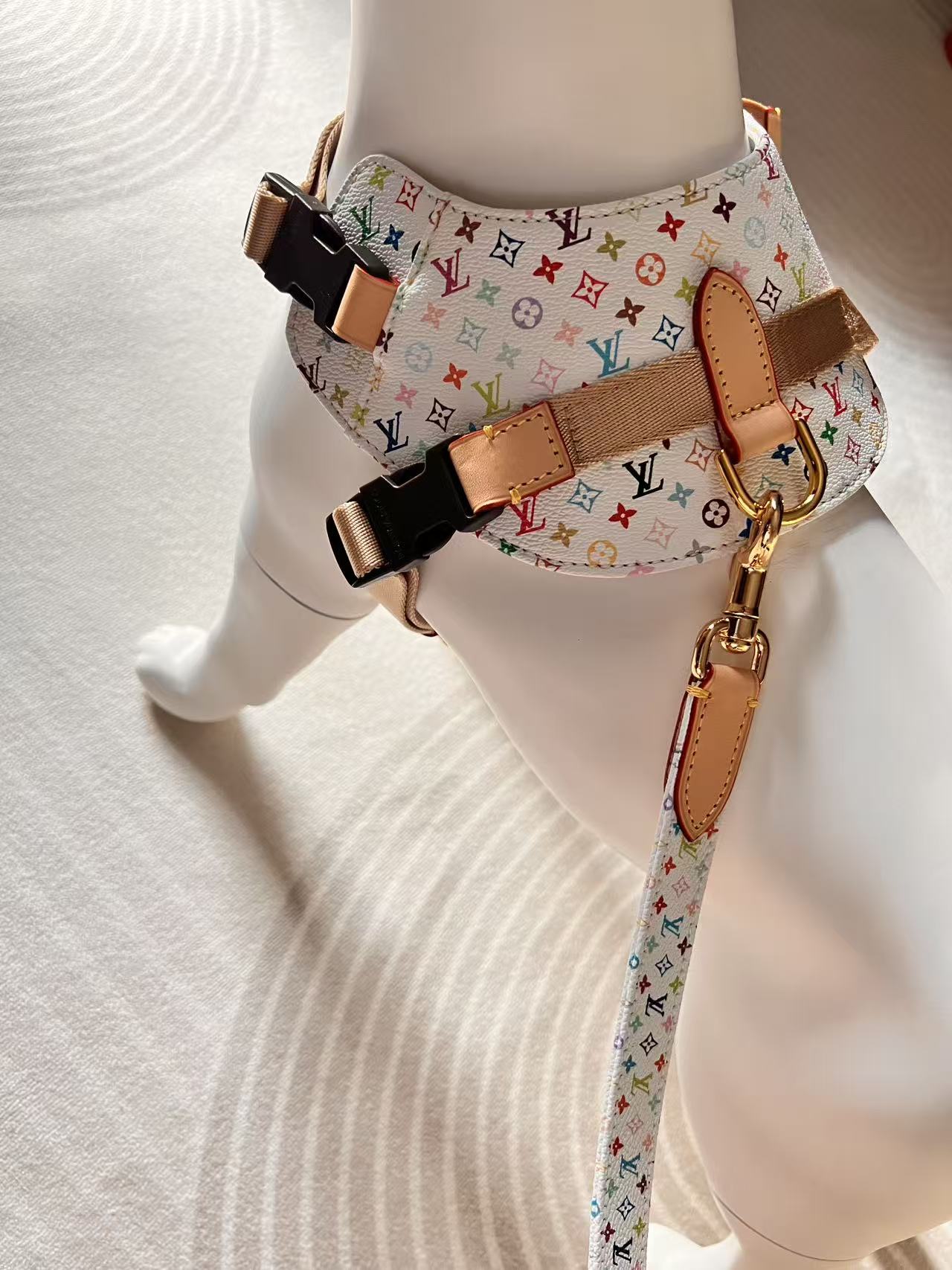 Adjustable Denim-Look Pet Harness Collection – Design 01 side view